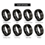 font options for inside engraving on black rosary beads cross rings