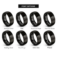 font options for inside engraving on black rosary beads cross rings
