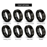 font options for inside engraving on black rosary beads cross rings