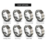font options for inside engraving on gray rosary beads cross rings