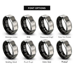font options for inside engraving on black & gray rosary circle rings