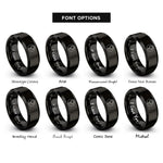 font options for inside engraving on black rosary circle rings