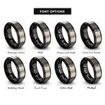 font options for inside engraving on black & gray rosary cross rings