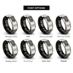 font options for inside engraving on black & gray rosary cross rings