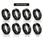 font options for inside engraving on black & grey rosary cross rings