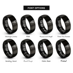 font options for inside engraving on black rosary cross rings