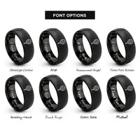 font options for inside engraving on black rosary cross rings