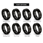 font options for inside engraving on black rosary cross rings