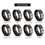 font options for inside engraving on black & grey rose art rings