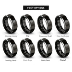 font options for inside engraving on black & grey rose art rings