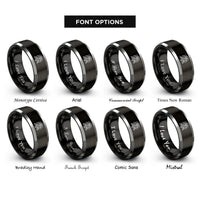 font options for inside engraving on black & grey rose art rings