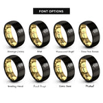 font options for inside engraving on black & gold rose rings