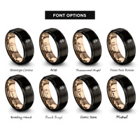 font options for inside engraving on black & rose gold rose rings