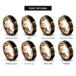 font options for inside engraving on black & rose gold rose rings