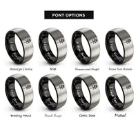 font options for inside engraving on black & gray rose cross rings