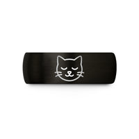 engraved tungsten ring him – black tungsten sleepy cat wedding band