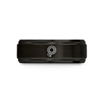 women’s comfort fit band – black & rose gold tungsten single line sunflower wedding band