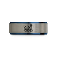 tungsten wedding ring – black & blue & silver tungsten bolt snap wedding band