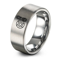 engraved promise ring – silver tungsten bolt snap ring