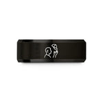 tungsten band for couples – black & gold tungsten cap toss silhouette wedding band