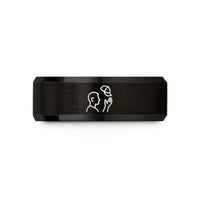 tungsten band for couples – black & gold tungsten cap toss silhouette wedding band