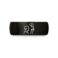 ring for men and women – black tungsten cap toss silhouette wedding band