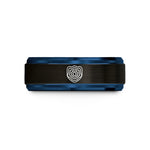 comfort fit wedding band – black & blue tungsten isotherms temperature lines wedding band