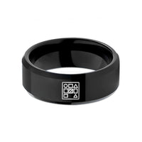 tungsten ring for men – black tungsten sampler pad grid wedding band
