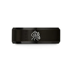 comfortable men’s ring style – black tungsten trail map wedding band