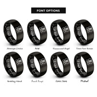 font options for inside engraving on black rose heart infinity rings