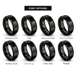 font options for inside engraving on black rose heart infinity rings