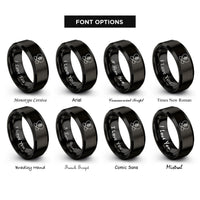 font options for inside engraving on black rose heart infinity rings