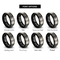 font options for inside engraving on black & grey rose mandala circle rings
