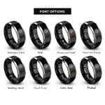 font options for inside engraving on black & gray rose mandala circle rings