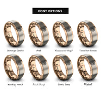 font options for inside engraving on rose gold rose mandala circle rings