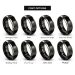 font options for inside engraving on black & grey rose rosette circle rings