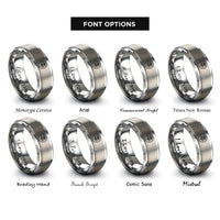 font options for inside engraving on silver rose rosette circle rings