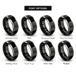 font options for inside engraving on black & grey rose stem thorns rings