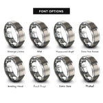 font options for inside engraving on gray rose stem thorns rings