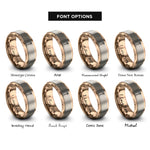 font options for inside engraving on rose gold rose stem thorns rings
