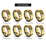 font options for inside engraving on black & gold rose sugar skull rings