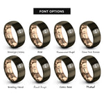 font options for inside engraving on gunmetal & rose gold rose sugar skull rings