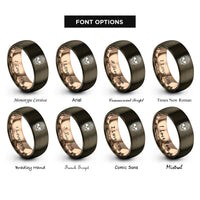 font options for inside engraving on gunmetal & rose gold rose sugar skull rings