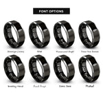font options for inside engraving on black & gray rosemary sprig rings