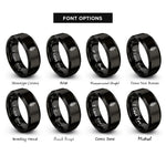 font options for inside engraving on black rosemary sprig rings