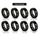 font options for inside engraving on black rosemary sprig rings