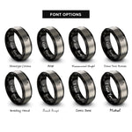 font options for inside engraving on black & silver roses bloom rings