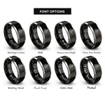 font options for inside engraving on black & gray roses bloom rings