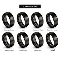 font options for inside engraving on black roses bloom rings