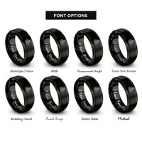 font options for inside engraving on black roses bloom rings